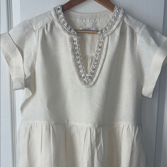 Chico's Ivory Tiered Dress with Beaded Neckline - Picture 12 of 13